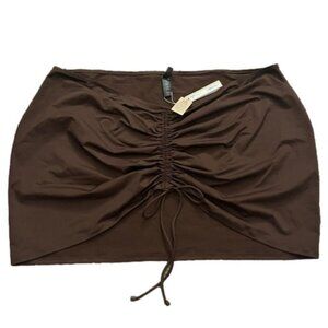 NWT SKIMS Ruched Mini Skirt In Cocoa Brown Drawstring Front Plus Size 4X MSRP 54